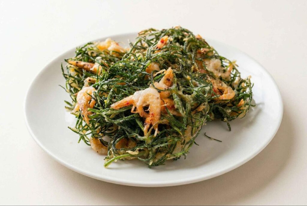 食感のコントラストが楽しい！「おかひじきのかき揚げ」